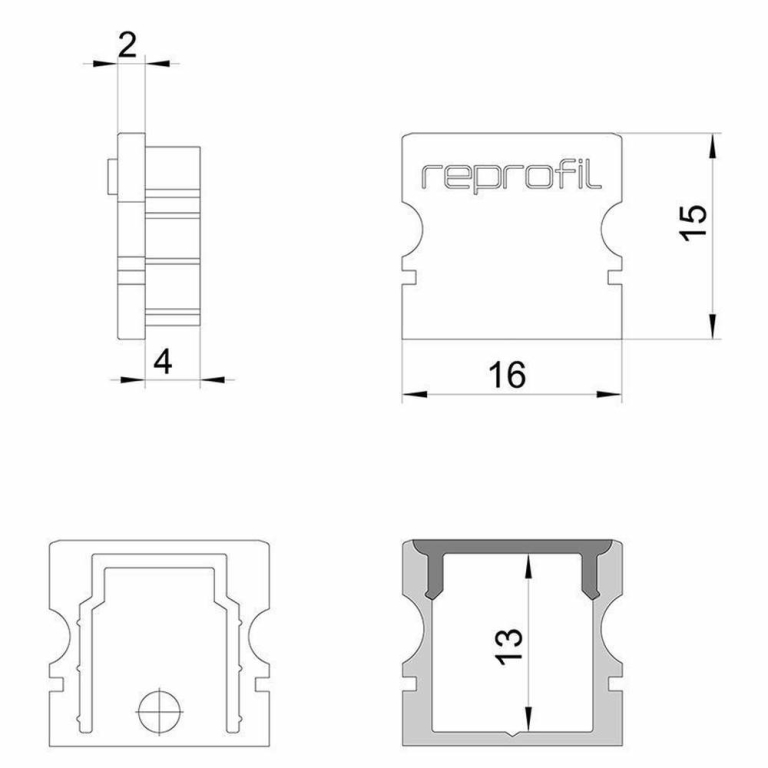 Deko-Light Profil Endkappe, Endkappe P-AU-02-10 Set 2 Stk, Kunststoff, Schwarz, Tiefe: 16 mm, Breite: 6 mm, Höh