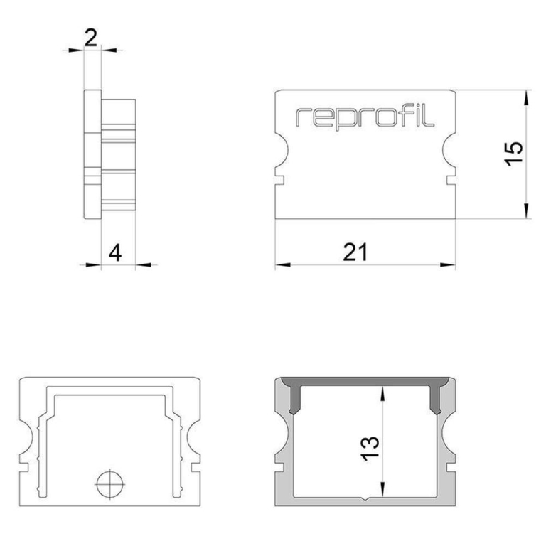 Deko-Light Profil Endkappe, Endkappe P-AU-02-15 Set 2 Stk, Kunststoff, Schwarz, Tiefe: 21 mm, Breite: 6 mm, Höh