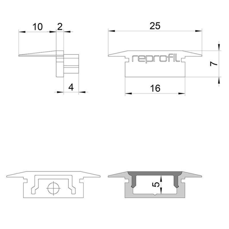 Deko-Light Profil Endkappe, Endkappe P-ET-01-10 Set 2 Stk, Kunststoff, Weiß, Tiefe: 25 mm, Breite: 16 mm, Höhe: