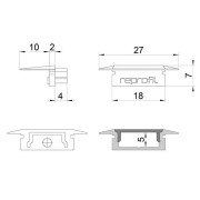 Profil Endkappe, Endkappe P-ET-01-12 Set 2 Stk, Kunststoff, Weiß, Tiefe: 27 mm, Breite: 16 mm, Höhe: