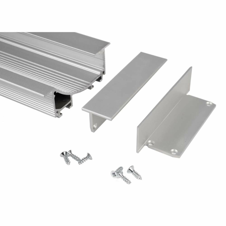 Deko-Light Profil Endkappe, Endkappe P-EL-02-12 Set 2 Stk, Aluminium, Grau, Tiefe: 75 mm, Höhe: 25.5 mm
