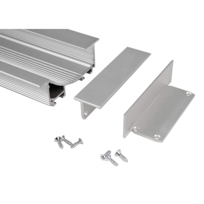 Deko-Light Profil Endkappe, Endkappe P-EL-02-12 Set 2 Stk, Aluminium, Grau, Tiefe: 75 mm, Höhe: 25.5 mm