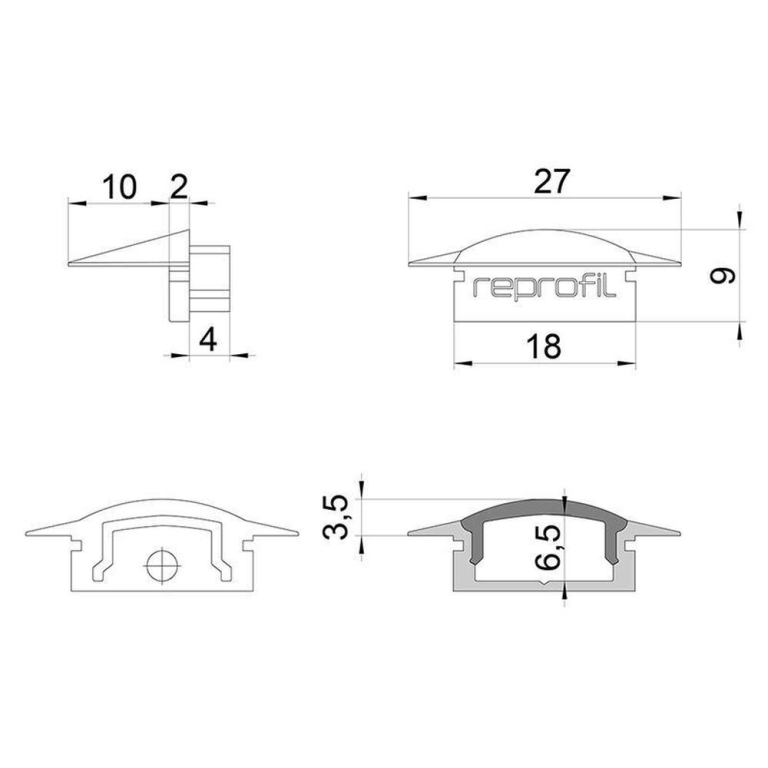 Deko-Light Profil Endkappe, Endkappe F-ET-01-12 Set 2 Stk, Kunststoff, Weiß, Tiefe: 27 mm, Breite: 16 mm, Höhe: