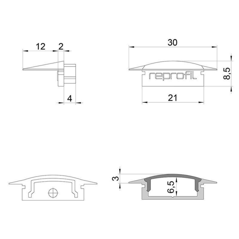 Deko-Light Profil Endkappe, Endkappe F-ET-01-15 Set 2 Stk, Kunststoff, Schwarz, Tiefe: 30 mm, Breite: 16 mm, Hö
