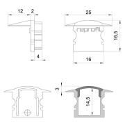 Profil Endkappe, Endkappe F-ET-02-10 Set 2 Stk, Kunststoff, Weiß, Tiefe: 25 mm, Breite: 16 mm, Höhe: