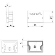 Profil Endkappe, Endkappe H-AU-01-10 Set 2 Stk, Kunststoff, Weiß, Tiefe: 16 mm, Breite: 6 mm, Höhe: