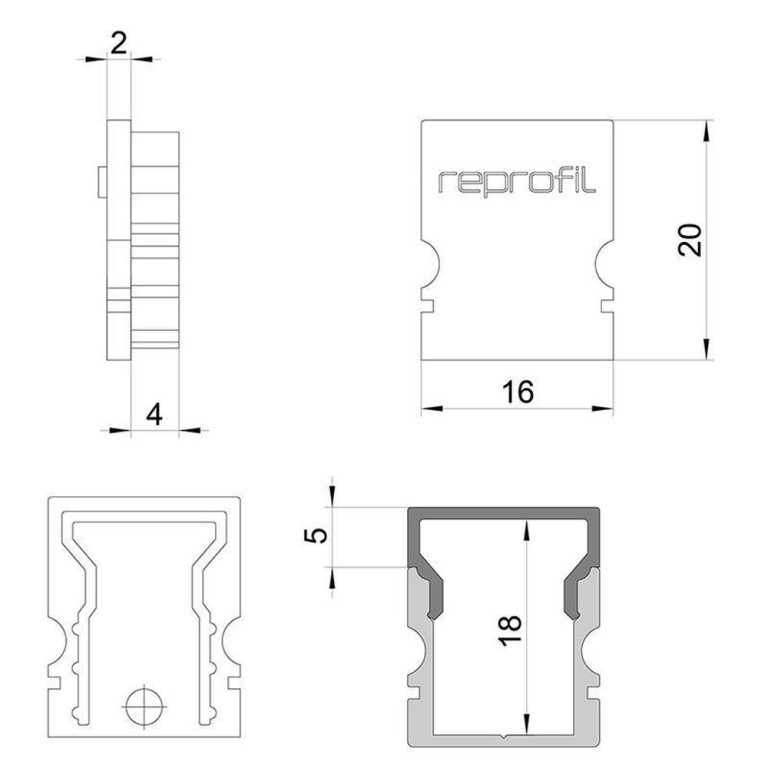 Deko-Light Profil Endkappe, Endkappe H-AU-02-10 Set 2 Stk, Kunststoff, Schwarz, Tiefe: 16 mm, Breite: 6 mm, Höh