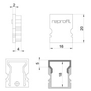 Profil Endkappe, Endkappe H-AU-02-10 Set 2 Stk, Kunststoff, Schwarz, Tiefe: 16 mm, Breite: 6 mm, Höh