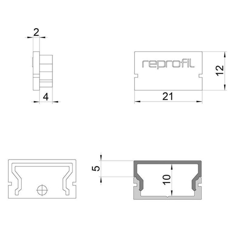 Deko-Light Profil Endkappe, Endkappe H-AU-01-15 Set 2 Stk, Kunststoff, Weiß, Tiefe: 21 mm, Breite: 6 mm, Höhe: