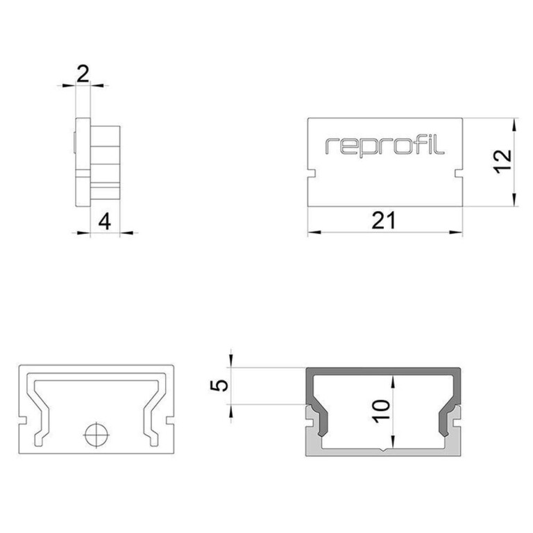 Deko-Light Profil Endkappe, Endkappe H-AU-01-15 Set 2 Stk, Kunststoff, Schwarz, Tiefe: 21 mm, Breite: 6 mm, Höh