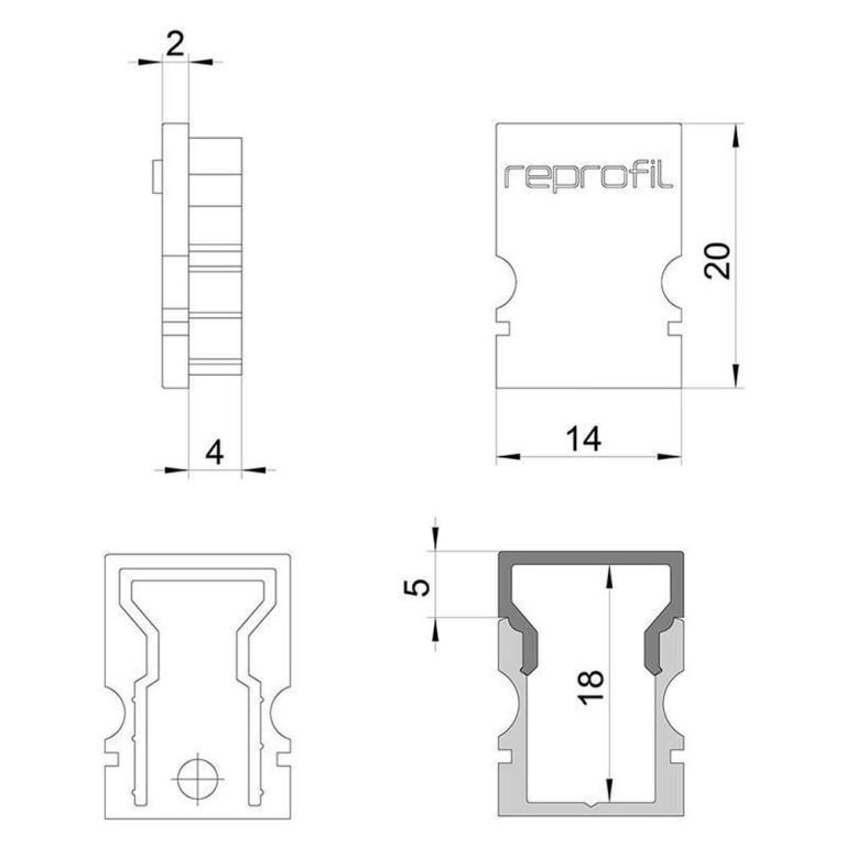 Deko-Light Profil Endkappe, Endkappe H-AU-02-08 Set 2 Stk, Kunststoff, Schwarz, Tiefe: 14 mm, Breite: 6 mm, Höh