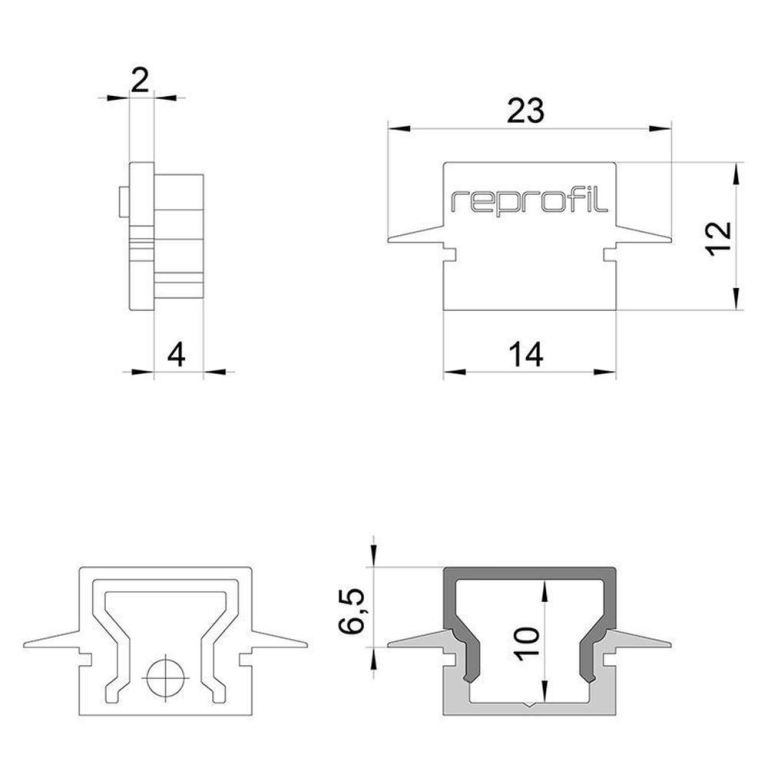 Deko-Light Profil Endkappe, Endkappe H-ET-01-08 Set 2 Stk, Kunststoff, Weiß, Tiefe: 23 mm, Breite: 6 mm, Höhe: