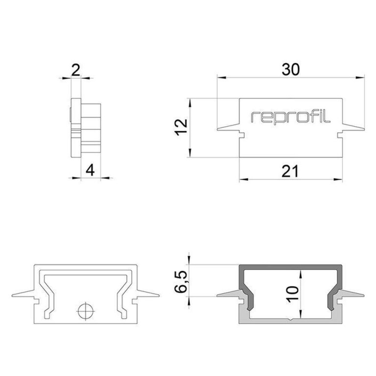 Deko-Light Profil Endkappe, Endkappe H-ET-01-15 Set 2 Stk, Kunststoff, Weiß, Tiefe: 30 mm, Breite: 6 mm, Höhe: