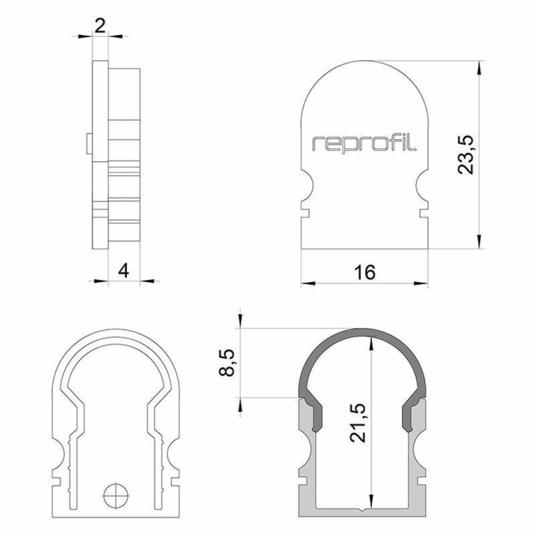 Deko-Light Profil Endkappe, Endkappe R-AU-02-10 Set 2 Stk, Kunststoff, Weiß, Tiefe: 16 mm, Breite: 6 mm, Höhe: