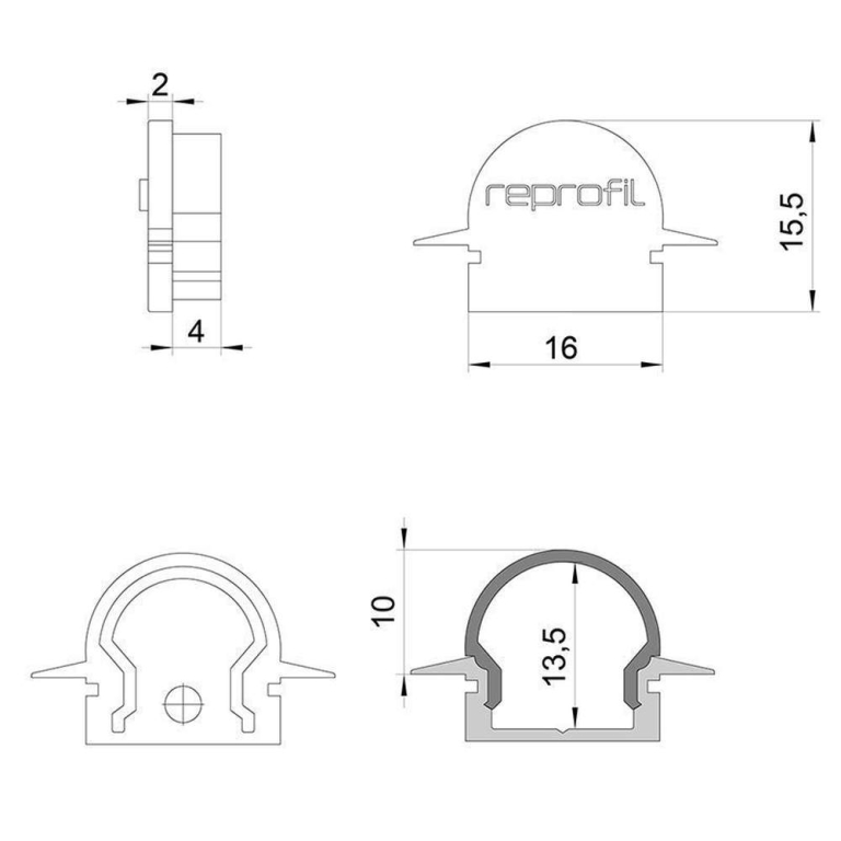 Deko-Light Profil Endkappe, Endkappe R-ET-01-10 Set 2 Stk, Kunststoff, Weiß, Tiefe: 25 mm, Breite: 6 mm, Höhe: