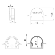 Profil Endkappe, Endkappe R-ET-01-10 Set 2 Stk, Kunststoff, Weiß, Tiefe: 25 mm, Breite: 6 mm, Höhe: