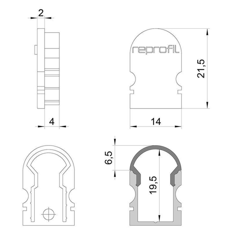 Deko-Light Profil Endkappe, Endkappe R-AU-02-08 Set 2 Stk, Kunststoff, Weiß, Tiefe: 14 mm, Breite: 6 mm, Höhe: