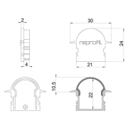 Profil Endkappe, Endkappe R-ET-02-15 Set 2 Stk, Kunststoff, Schwarz, Tiefe: 30 mm, Breite: 6 mm, Höh