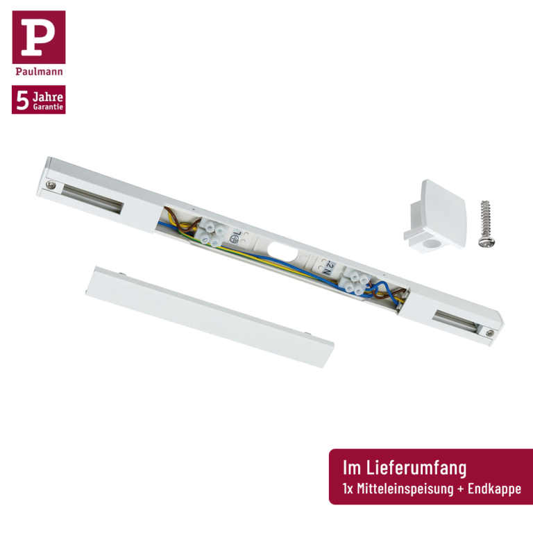 Paulmann URail Basissystem Weiß Bundle-Set + Mitteleinspeisung + 2x 1m Schiene