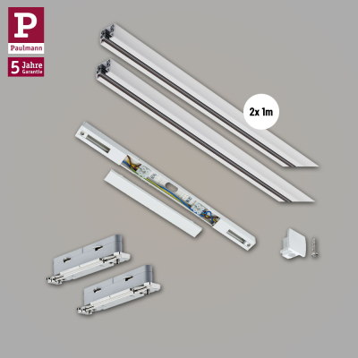 Paulmann URail Basissystem Weiß Bundle-Set + Mitteleinspeisung + 2x 1m Schiene