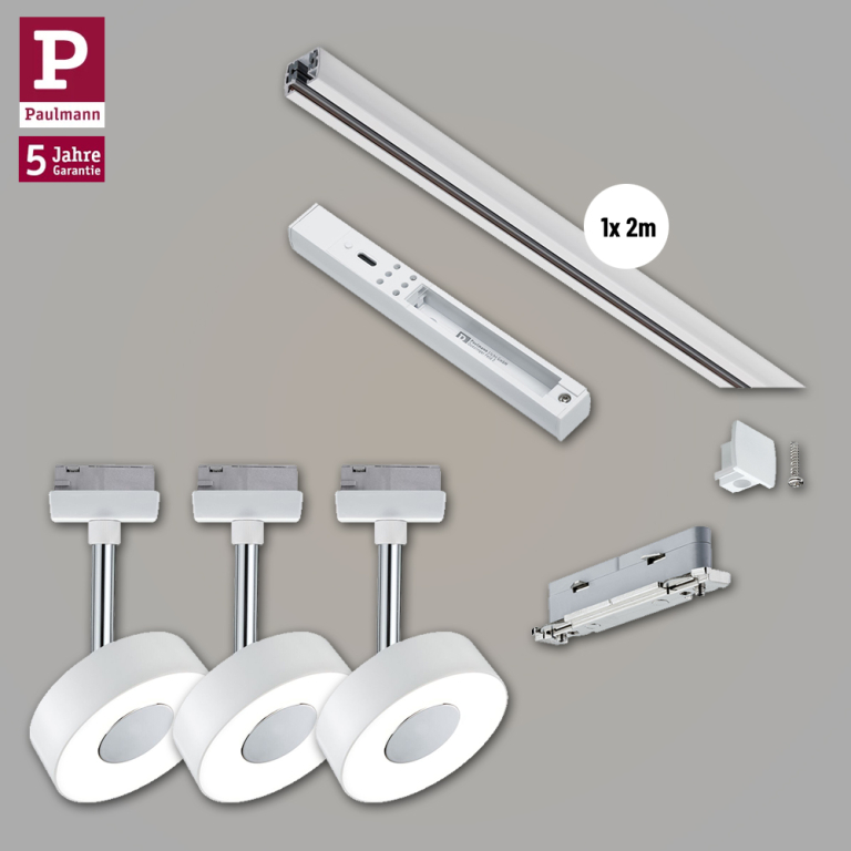 Paulmann URail Schienensystem Basis-Set Circle Weiß + 3 Spots + 2m Stromschiene