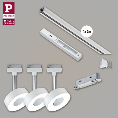 Paulmann URail Schienensystem Basis-Set Circle Weiß + 3 Spots + 2m Stromschiene