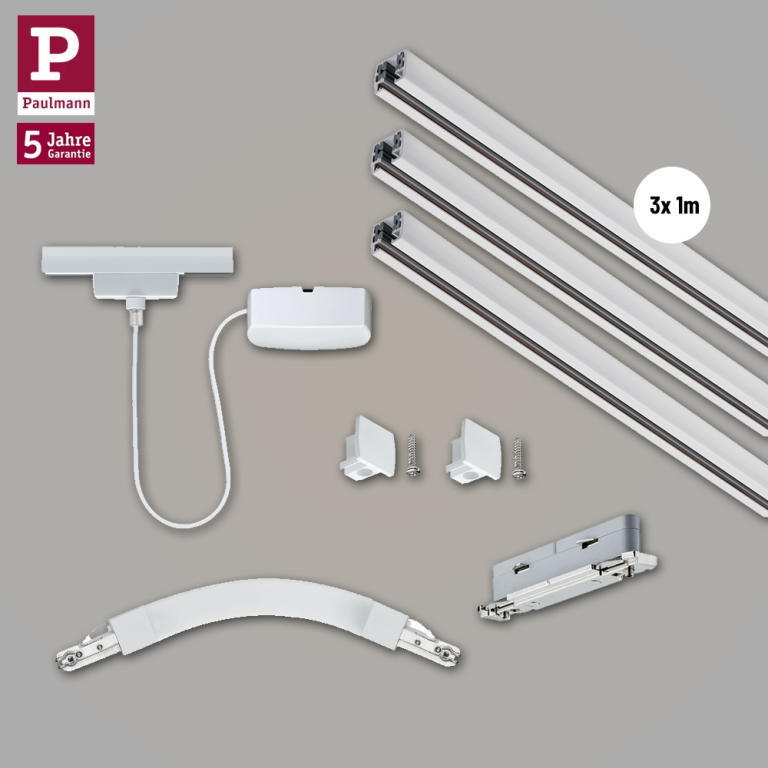 Paulmann URail Basis-Set Weiß + 3x Schiene 1m + Kabel-Einspeisung