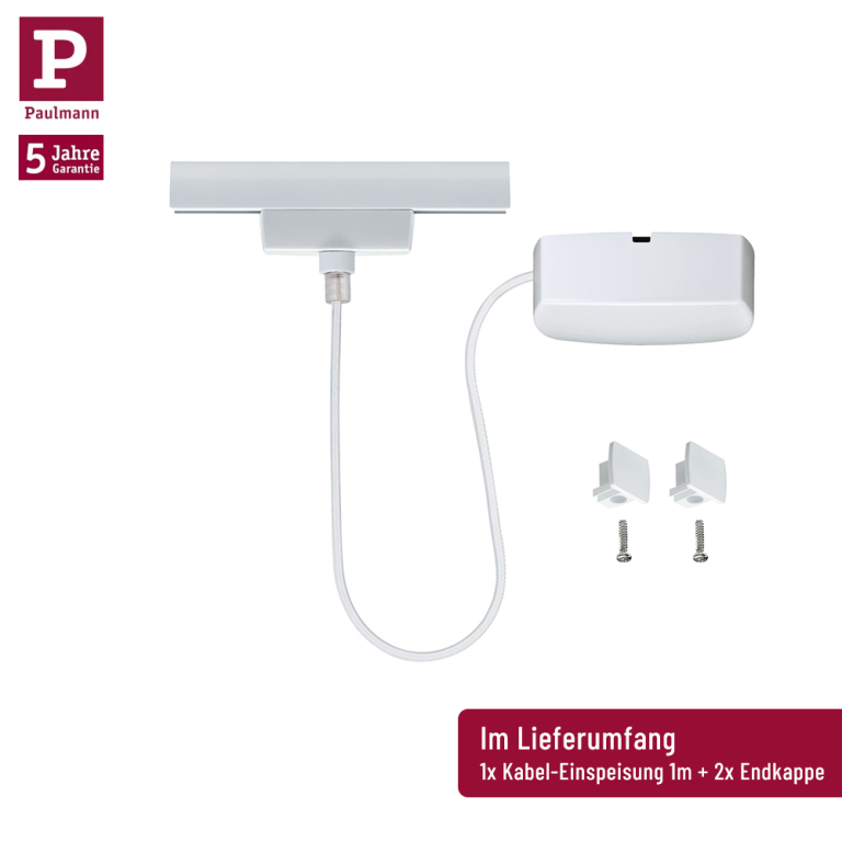 Paulmann URail Basis-Set Weiß + 3x Schiene 1m + Kabel-Einspeisung