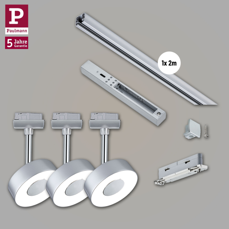 Paulmann URail Schienensystem Bundle-Set Circle Chrom matt + 3 URail Spots