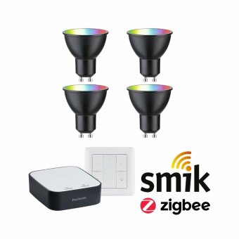 Paulmann Preisattraktives Starterset Zigbee 3.0 Smart Home smik Gateway + LED Reflektor GU10 RGBW + Schalter
