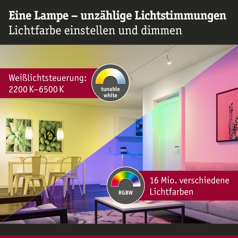 Paulmann Standard 230V Smart Home Zigbee 3.0 LED Reflektor GU10 350lm 4,8W RGBW+ dimmbar Weiß matt