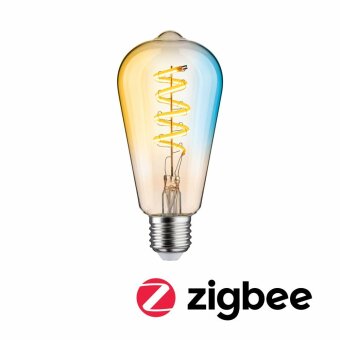 Paulmann Filament 230V Smart Home Zigbee 3.0 LED Kolben ST64 E27  600lm 7,5W Tunable White dimmbar Gold