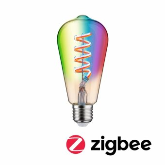 Paulmann Filament 230V Smart Home Zigbee 3.0 LED Kolben ST64 E27  470lm 6,3W RGBW+ dimmbar Gold
