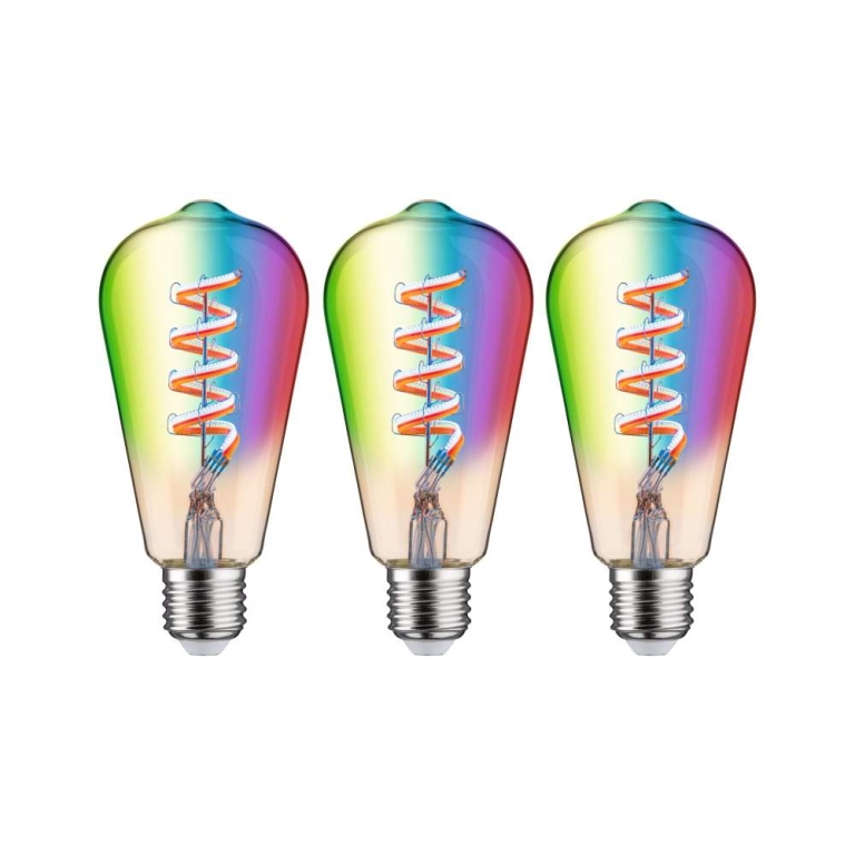 Paulmann Filament 230V Smart Home Zigbee 3.0 LED Kolben ST64 E27  3x470lm 3x6,3W RGBW+ dimmbar Gold