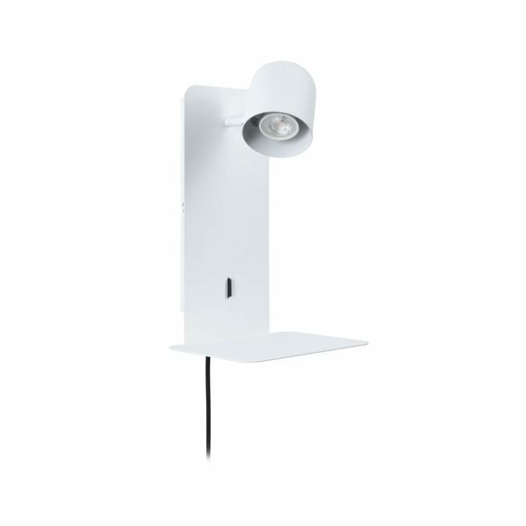 Paulmann Wandleuchte Bett-Leseleuchte Malena Weiß matt mit USB-C Ladefunktion und Stecker GU10 max. 5W 230V
