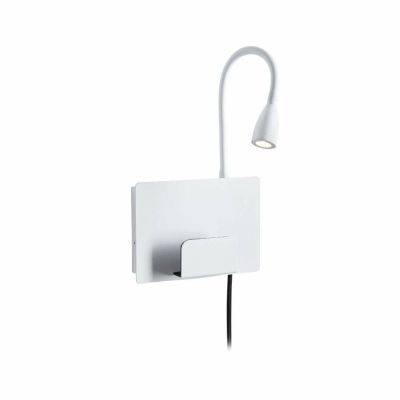 Paulmann LED Wandleseleuchte Halina Weiß matt mit USB-C Ladebuchse und Schwanenhals 2700K 200lm 2,4W