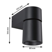 LED Außenwandleuchte Kimu   IP44  80mm 3000K 8W 500lm 230V 70° Anthrazit Aluminium
