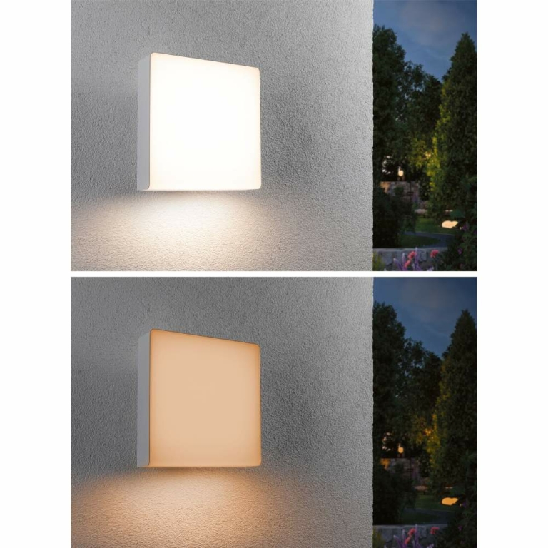 Paulmann LED Außenwandleuchte Smart Home Zigbee 3.0 Azalena Bewegungsmelder mit Hochfrequenz-Sensor  IP44  250x97mm Tunable Warm 8,5W 700lm 230V  Weiß Kunststoff#Aluminium