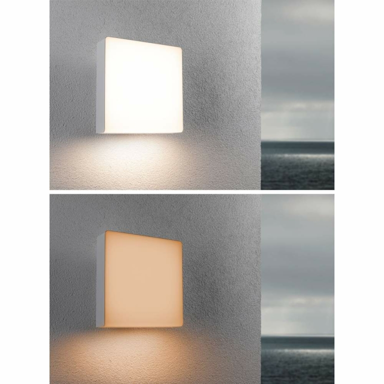 Paulmann LED Außenwandleuchte Smart Home Zigbee 3.0 Azalena Bewegungsmelder mit Hochfrequenz-Sensor  IP44  250x97mm Tunable Warm 8,5W 700lm 230V  Weiß Kunststoff#Aluminium