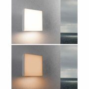 LED Außenwandleuchte Smart Home Zigbee 3.0 Azalena Bewegungsmelder mit Hochfrequenz-Sensor  IP44  250x97mm Tunable Warm 8,5W 700lm 230V  Weiß Kunststoff#Aluminium