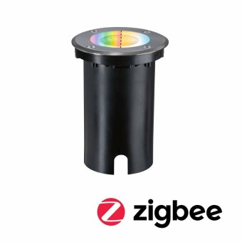 Paulmann LED Bodeneinbauleuchte Smart Home Zigbee 3.0 Floor IP67 rund 110mm RGBW+ 4,9W 300lm 230V Eisen gebürstet Aluminium