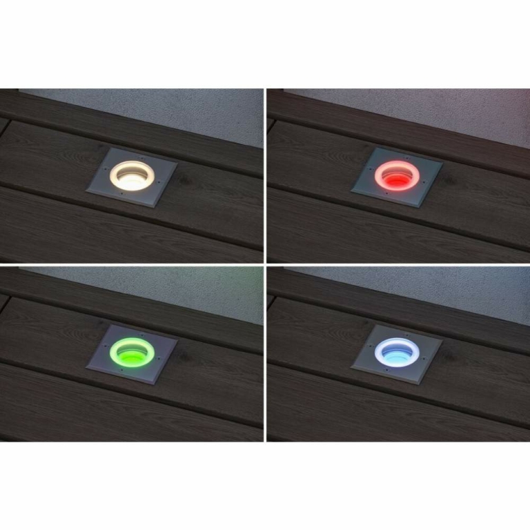 Paulmann LED Bodeneinbauleuchte Smart Home Zigbee 3.0 Floor IP67 eckig 110x110mm RGBW+ 4,9W 300lm 230V Eisen gebürstet Aluminium