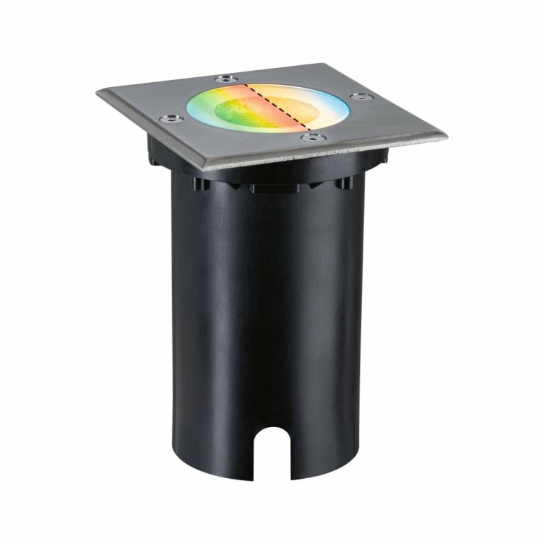 Paulmann LED Bodeneinbauleuchte Smart Home Zigbee 3.0 Floor IP67 eckig 110x110mm RGBW+ 4,9W 300lm 230V Eisen gebürstet Aluminium