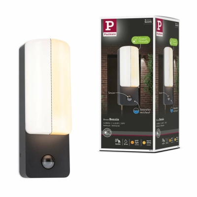 Paulmann LED Außenwandleuchte Bonnie Bewegungsmelder insektenfreundlich und seewasserresistent IP44  93x77mm 2200 - 3000K 8,5W 560lm 230V  Anthrazit Aluminium