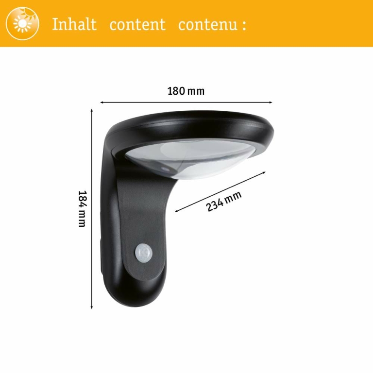 Paulmann Solar LED Außenwandleuchte Diskola Bewegungsmelder  IP44  180x234mm 3000K 3,5W 400lm   Anthrazit Kunststoff