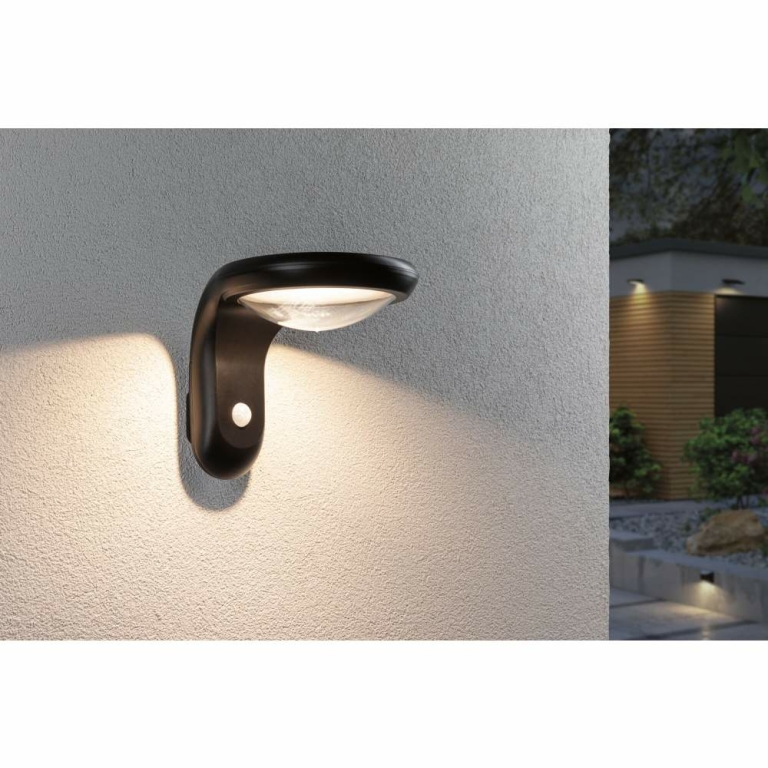 Paulmann Solar LED Außenwandleuchte Diskola Bewegungsmelder  IP44  180x234mm 3000K 3,5W 400lm   Anthrazit Kunststoff