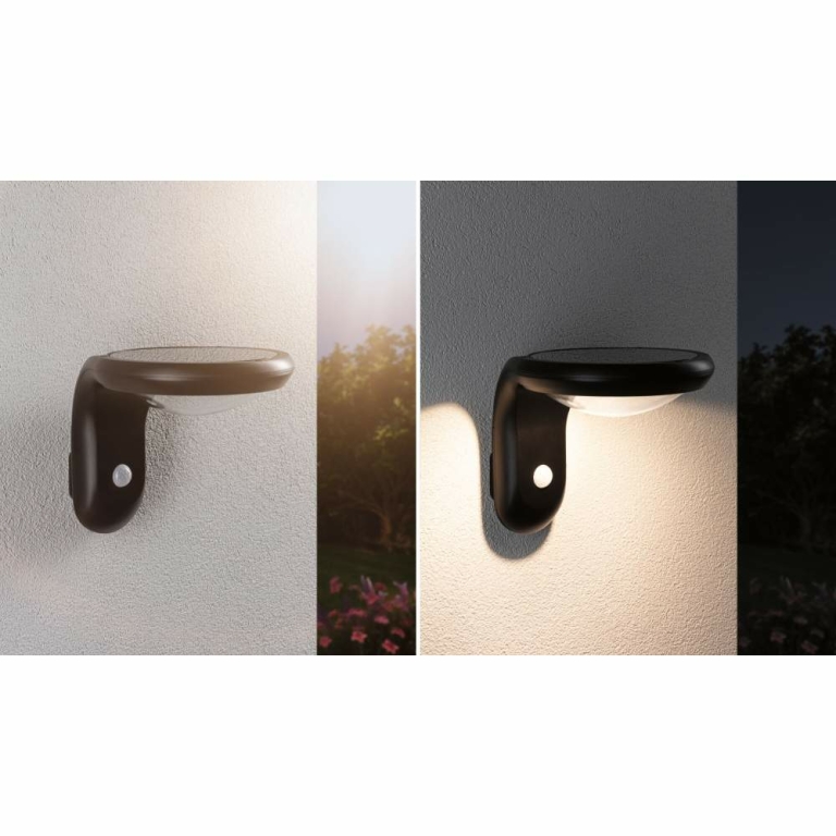Paulmann Solar LED Außenwandleuchte Diskola Bewegungsmelder  IP44  180x234mm 3000K 3,5W 400lm   Anthrazit Kunststoff