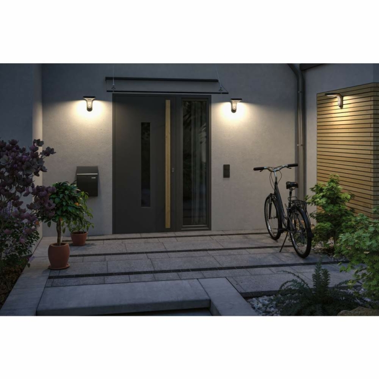 Paulmann Solar LED Außenwandleuchte Diskola Bewegungsmelder  IP44  180x234mm 3000K 3,5W 400lm   Anthrazit Kunststoff