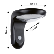 Solar LED Außenwandleuchte Diskola Bewegungsmelder  IP44  180x234mm 3000K 3,5W 400lm   Anthrazit Kunststoff