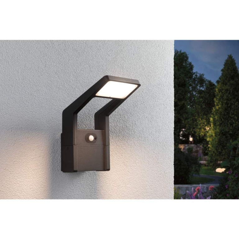 Paulmann LED Außenwandleuchte Juntea Bewegungsmelder  IP44  140x217mm 3000K 11W 900lm 230V  Anthrazit Aluminium
